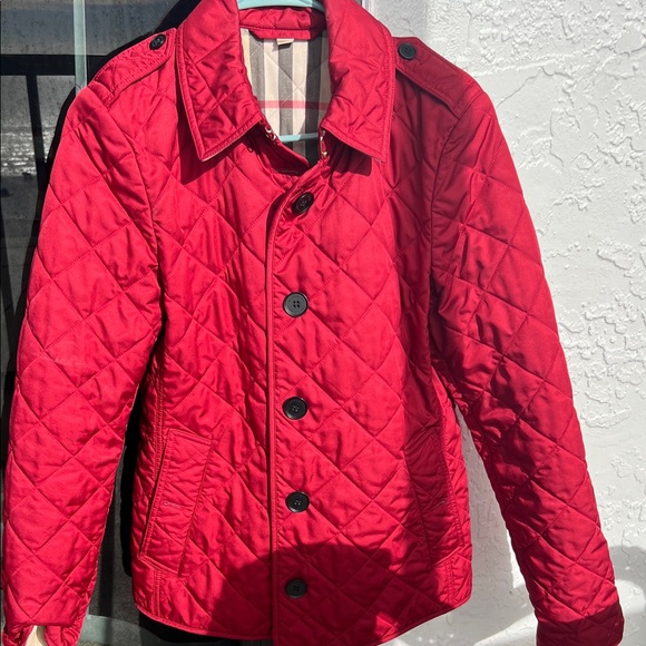 Burberry Jackets & Blazers - Burberry Red Quilted Puffer Jacket